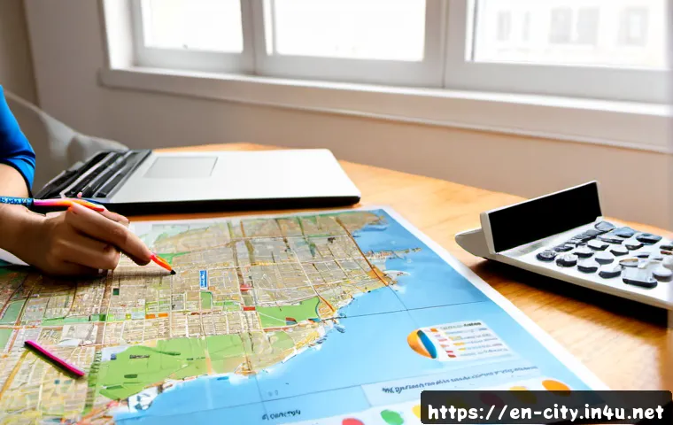 Home 17 도시계획 자격증 준비할 때의 주요 팁 - Photorealistic home study scene for urban planning certification preparation, focused adult learner ...